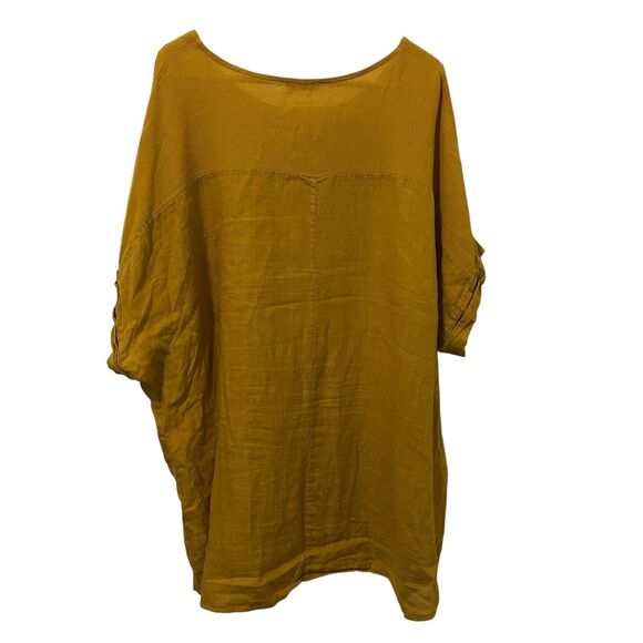 Bella Umbra Tunic top Womens 3X Yellow Linen Cotton Made Italy Boho beach office - Picture 11 of 11
